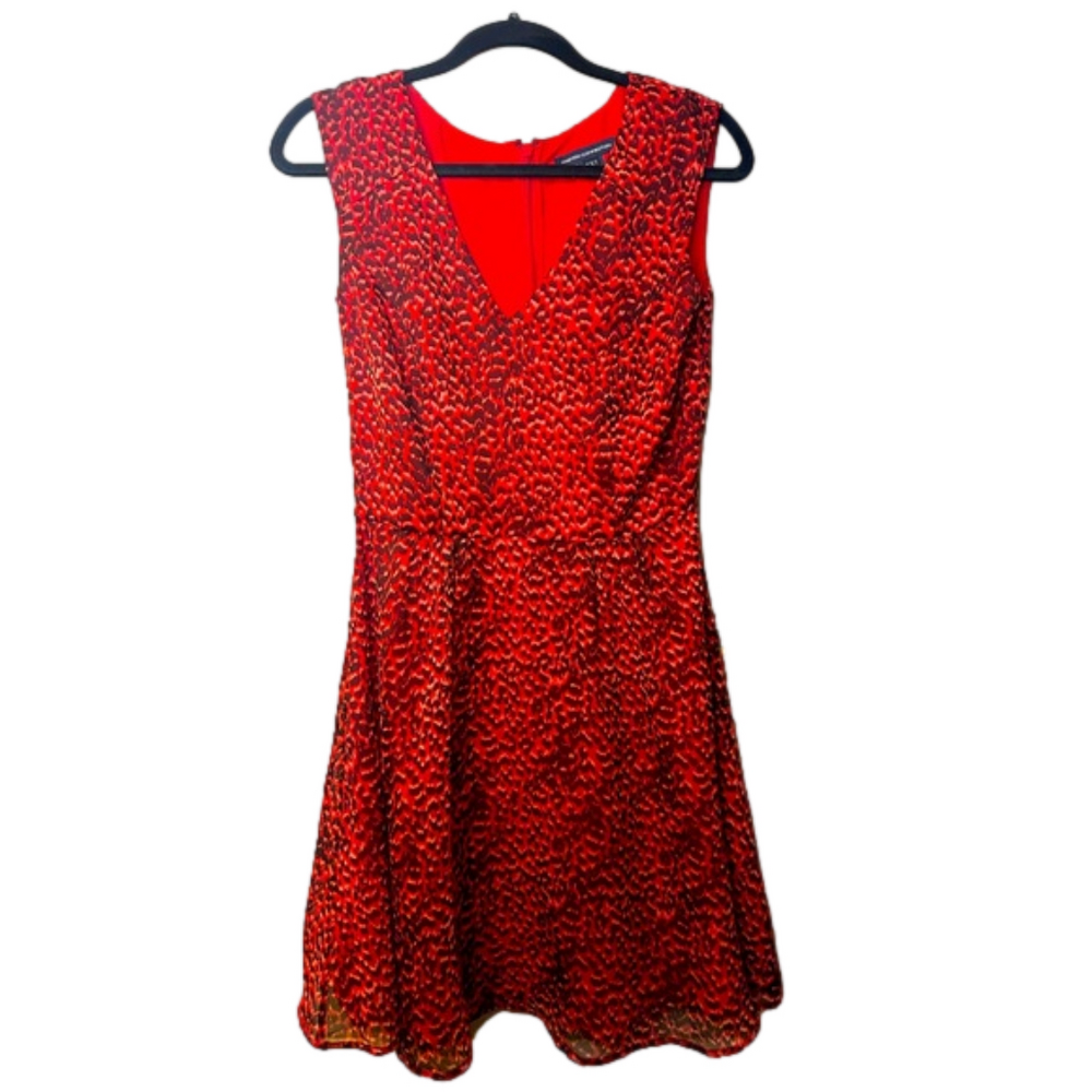 Fun flirty firey red animal print dress from French connection size 4